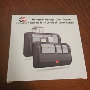 CREACITY Universal Garage Door Opener Remote 2 Pack for 5 Colors of Learn Button